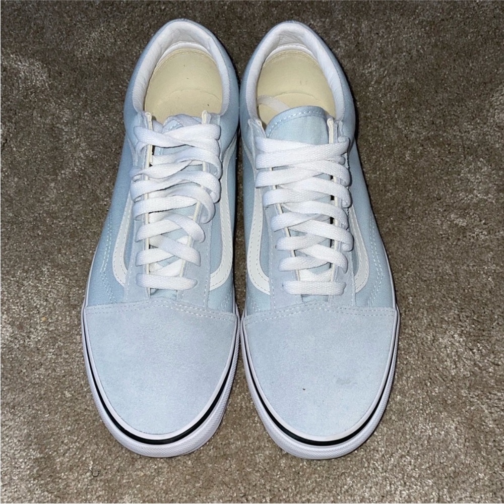 VANS Pig Suede Old Skool Blue Fog & White Shoes